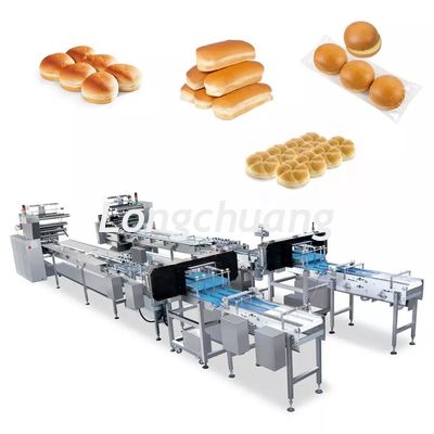 qualidade  Multifunction Bakery Food Automatic Feeding Line Burger Bun Hot Dog Hamburger Packaging Machine fábrica